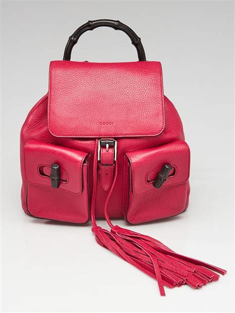 gucci backpack fushia|Gucci New Fuschia Pebbled Leather Bamboo Backpack Bag.